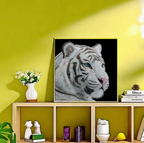 Diamond Painting Weisser Tigerkopf